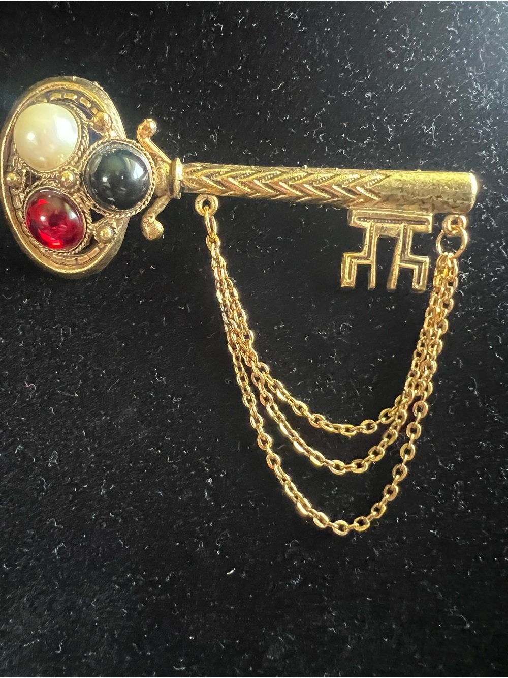 Vintage Key Chatelaine Chain Brooch